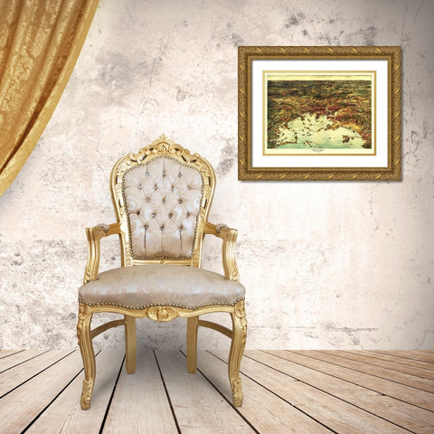 Boston Massachusetts - Walker 1905 Gold Ornate Wood Framed Art Print with Double Matting by Walker
