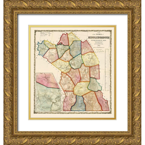 Middleborough Massachusetts - Mayer 1855 Gold Ornate Wood Framed Art Print with Double Matting by Mayer