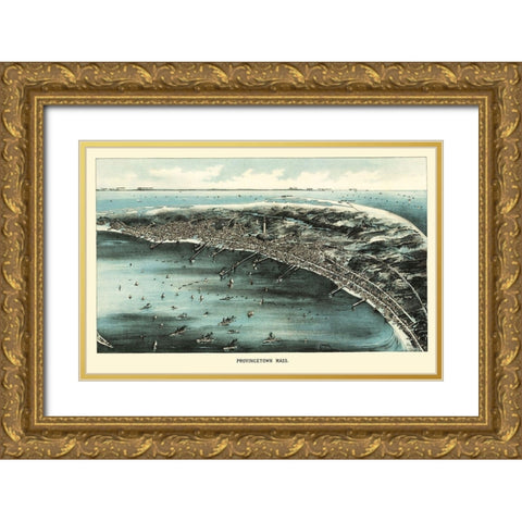 Provincetown Massachusetts - Walker 1910 Gold Ornate Wood Framed Art Print with Double Matting by Walker