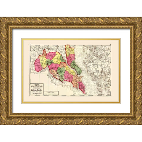 Calvert Charles St Marys Maryland - Stedman 1873 Gold Ornate Wood Framed Art Print with Double Matting by Stedman
