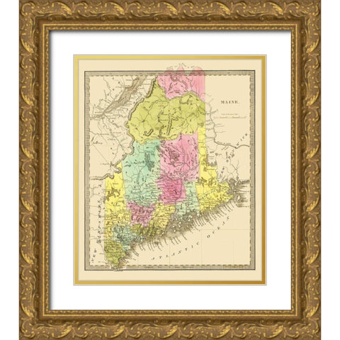Maine - Greenleaf 1840 Gold Ornate Wood Framed Art Print with Double Matting by Greenleaf