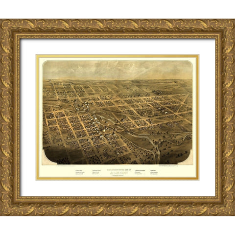 Albion Michigan - Ruger 1868 Gold Ornate Wood Framed Art Print with Double Matting by Ruger