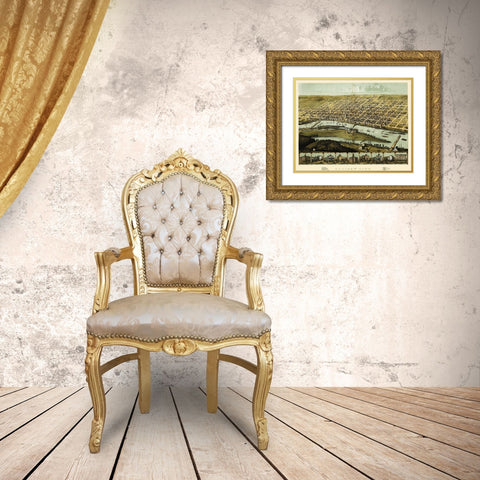 Saginaw Michigan - Ruger 1867 Gold Ornate Wood Framed Art Print with Double Matting by Ruger