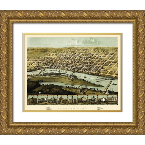 Saginaw Michigan - Ruger 1867 Gold Ornate Wood Framed Art Print with Double Matting by Ruger
