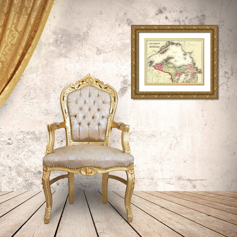 Lake Superior, North Michigan - Gray 1873 Gold Ornate Wood Framed Art Print with Double Matting by Gray
