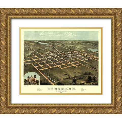 Tecumseh Michigan - Ruger 1868 Gold Ornate Wood Framed Art Print with Double Matting by Ruger