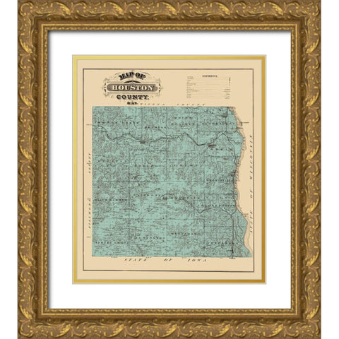Houston Minnesota Landowner - Andreas 1874 Gold Ornate Wood Framed Art Print with Double Matting by Andreas