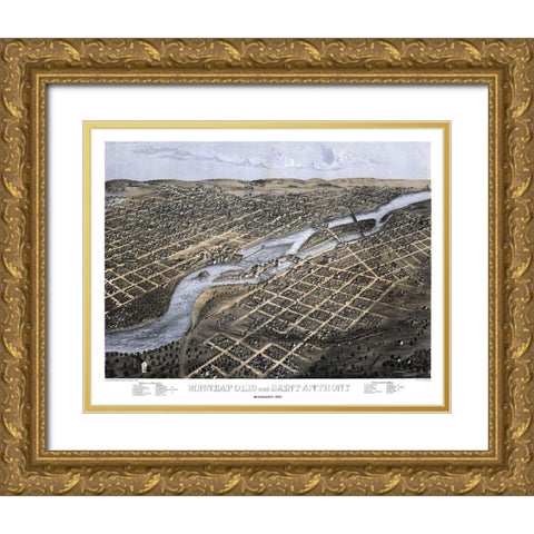 Saint Anthony Minnesota - Ruger 1867 Gold Ornate Wood Framed Art Print with Double Matting by Ruger