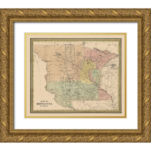 Minnesota - Coperthwait 1852 Gold Ornate Wood Framed Art Print with Double Matting by Cowperthwait