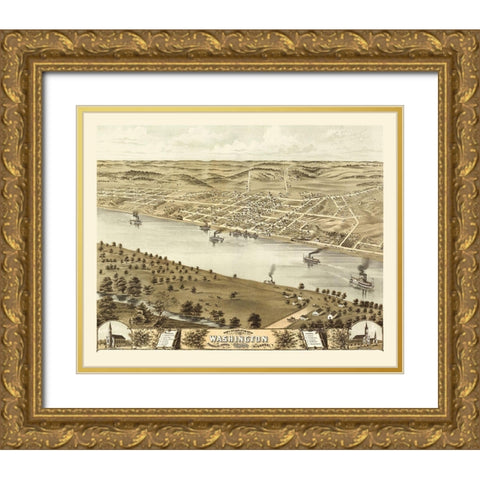 Washington Missouri - Ruger 1869 Gold Ornate Wood Framed Art Print with Double Matting by Ruger