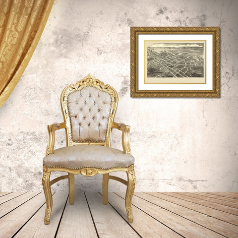 Hickory North Carolina - Downs 1907 Gold Ornate Wood Framed Art Print with Double Matting by Downs