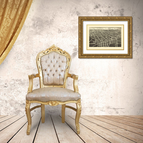 Statesville North Carolina - Downs 1907 Gold Ornate Wood Framed Art Print with Double Matting by Downs