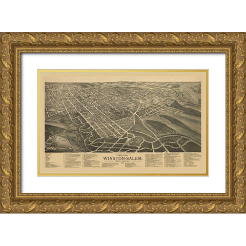 Winston Salem North Carolina - Ruger 1891 Gold Ornate Wood Framed Art Print with Double Matting by Ruger