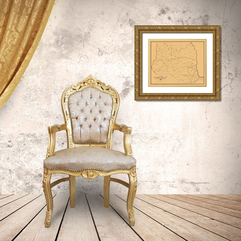 New Hampshire Massachusetts -1847 Gold Ornate Wood Framed Art Print with Double Matting by Unknown