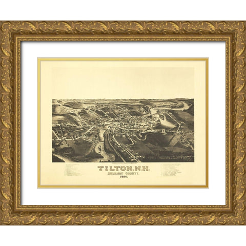 Tilton New Hampshire - Norris 1884 Gold Ornate Wood Framed Art Print with Double Matting by Norris