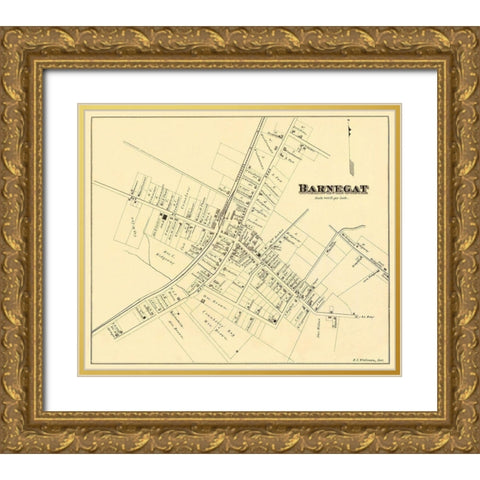Barnegat New Jersey Landowner - Woolman 1878 Gold Ornate Wood Framed Art Print with Double Matting by Woolman