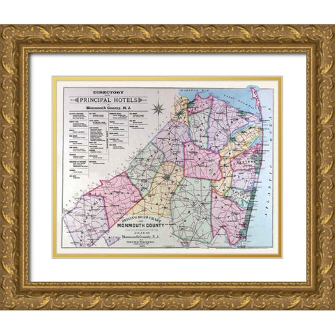 Monmouth New Jersey - Wolverton 1889 Gold Ornate Wood Framed Art Print with Double Matting by Wolverton