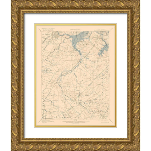 New Brunswick New Jersey Quad - USGS 1901 Gold Ornate Wood Framed Art Print with Double Matting by USGS