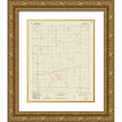 Lingo New Mexico Quad - USGS 1970 Gold Ornate Wood Framed Art Print with Double Matting by USGS