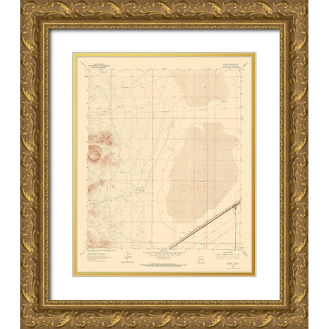 Mondel New Mexico Quad - USGS 1964 Gold Ornate Wood Framed Art Print with Double Matting by USGS