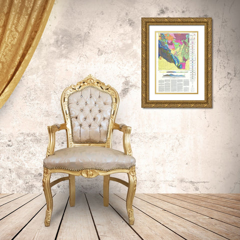Silver City Quad New Mexico Mines - Cunningham Gold Ornate Wood Framed Art Print with Double Matting by Cunningham