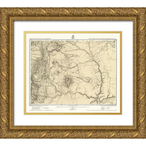 New Mexico North New Mexico Sheet - US Army 1877 Gold Ornate Wood Framed Art Print with Double Matting by US Army