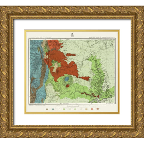 New Mexico North New Mexico Sheet - US Army 1881 Gold Ornate Wood Framed Art Print with Double Matting by US Army