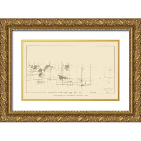Comstock Lode Vertical Projection 1 Nevada Gold Ornate Wood Framed Art Print with Double Matting by Becker