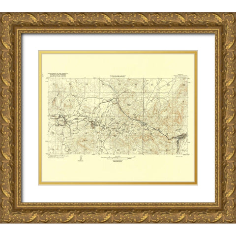 Ely Nevada Quad - USGS 1916 Gold Ornate Wood Framed Art Print with Double Matting by USGS