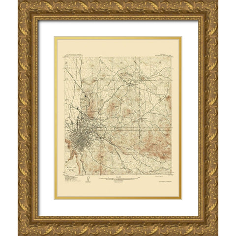 Goldfield Special Nevada Quad - USGS 1909 Gold Ornate Wood Framed Art Print with Double Matting by USGS