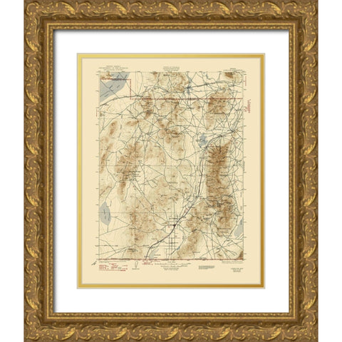 Lovelock Nevada Quad - USGS 1935 Gold Ornate Wood Framed Art Print with Double Matting by USGS