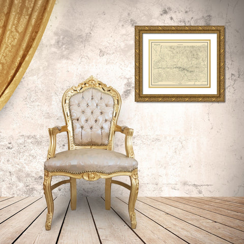 Manhattan Vicinity Nevada - USGS 1916 Gold Ornate Wood Framed Art Print with Double Matting by USGS
