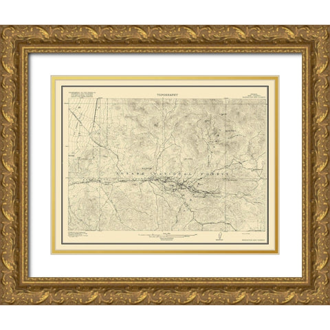 Manhattan Vicinity Nevada - USGS 1916 Gold Ornate Wood Framed Art Print with Double Matting by USGS