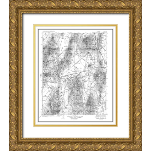 Mt Roberts Nevada Quad - USGS 1929 Gold Ornate Wood Framed Art Print with Double Matting by USGS