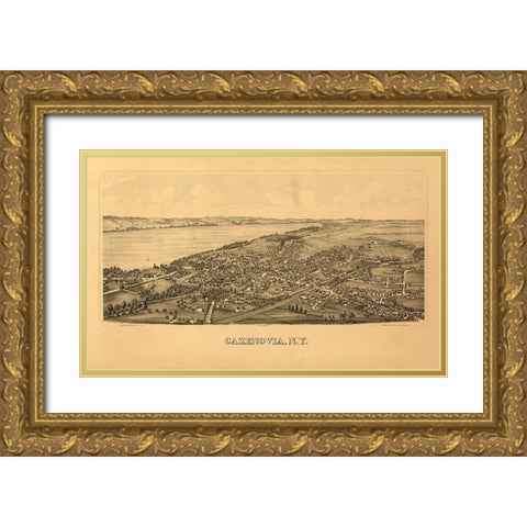 Cazenovia New York - Burleigh 1890 Gold Ornate Wood Framed Art Print with Double Matting by Burleigh