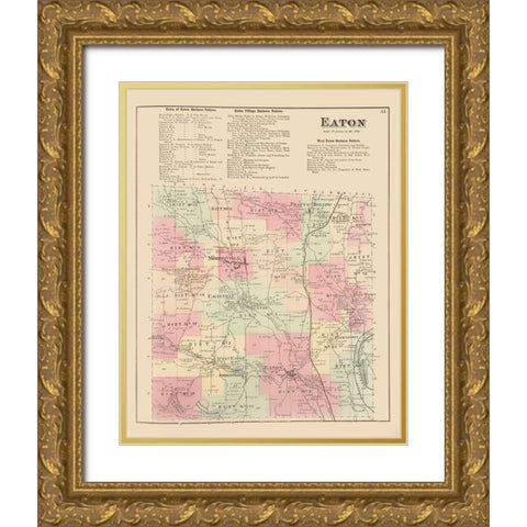 Eaton New York Landowner - Whitman 1875 Gold Ornate Wood Framed Art Print with Double Matting by Whitman