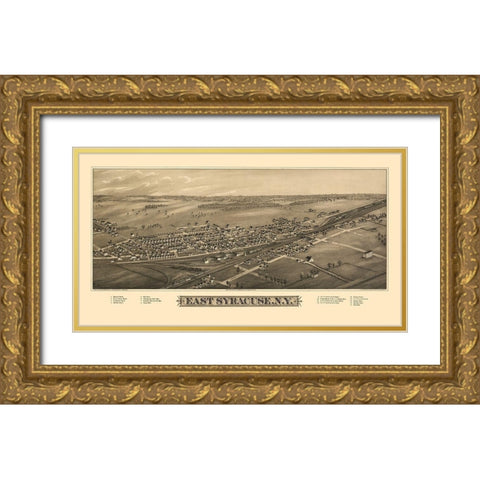 East Syracuse New York - Burleigh 1885 Gold Ornate Wood Framed Art Print with Double Matting by Burleigh