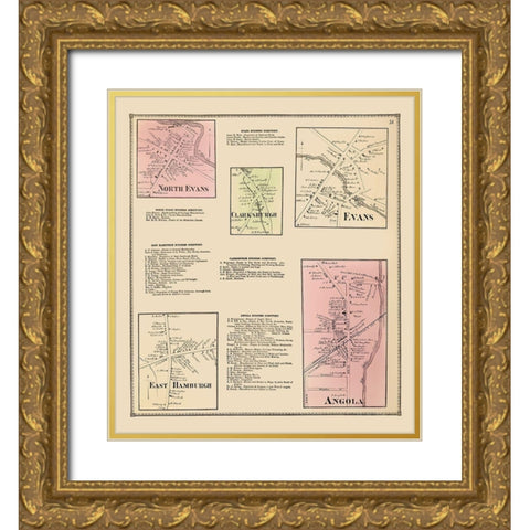 Clarksburgh, Evans, Angola, East Hamburgh New York Gold Ornate Wood Framed Art Print with Double Matting by Stone