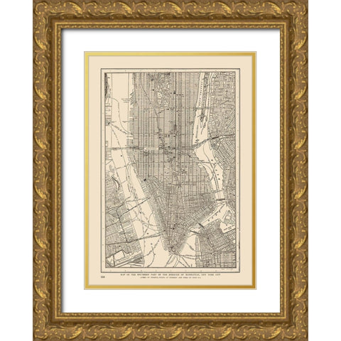 Lower Manhattan - Reynold 1921 Gold Ornate Wood Framed Art Print with Double Matting by Reynold