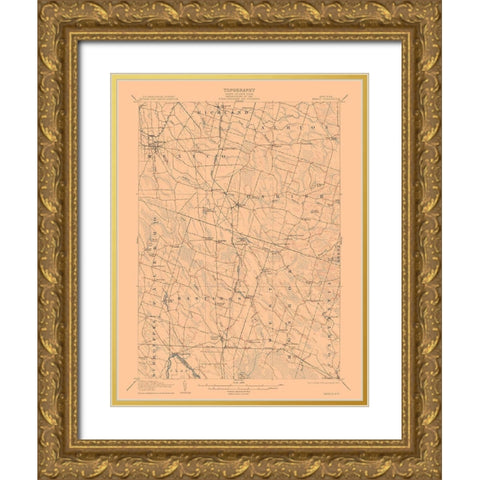 Mexico New York Quad - USGS 1905 Gold Ornate Wood Framed Art Print with Double Matting by USGS