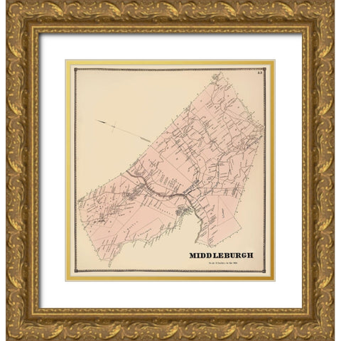Middleburgh New York Landowner - Stone 1866 Gold Ornate Wood Framed Art Print with Double Matting by Stone