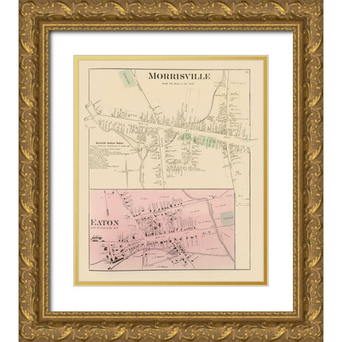 Morrisville New York Landowner - Whitman 1875 Gold Ornate Wood Framed Art Print with Double Matting by Whitman