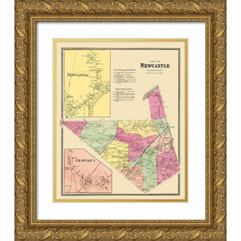 Newcastle, Chappaqua New York Landowner Gold Ornate Wood Framed Art Print with Double Matting by Beers