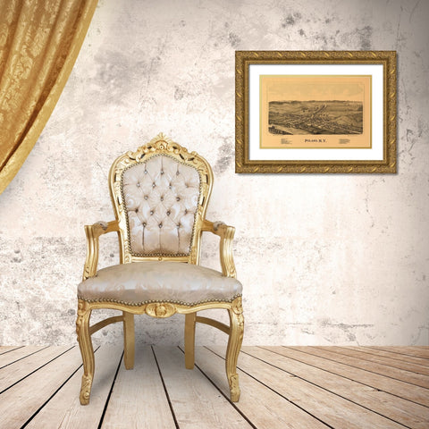 Poland New York - Burleigh 1890 Gold Ornate Wood Framed Art Print with Double Matting by Burleigh
