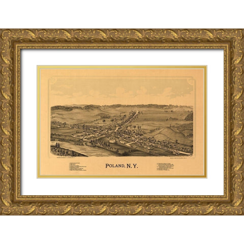 Poland New York - Burleigh 1890 Gold Ornate Wood Framed Art Print with Double Matting by Burleigh