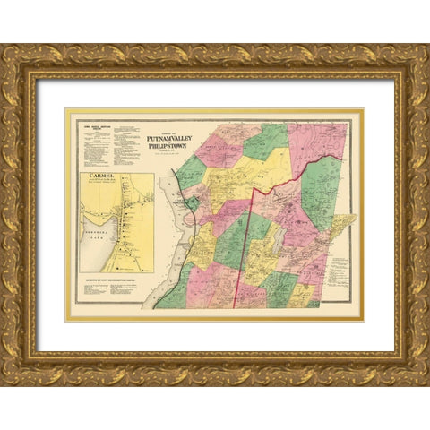 Putnum Valley, Phillipstown New York Landowner Gold Ornate Wood Framed Art Print with Double Matting by Beers