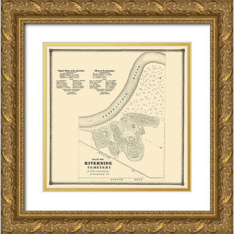 Gouverneur New York Riverside Cemetery - Stone Gold Ornate Wood Framed Art Print with Double Matting by Stone
