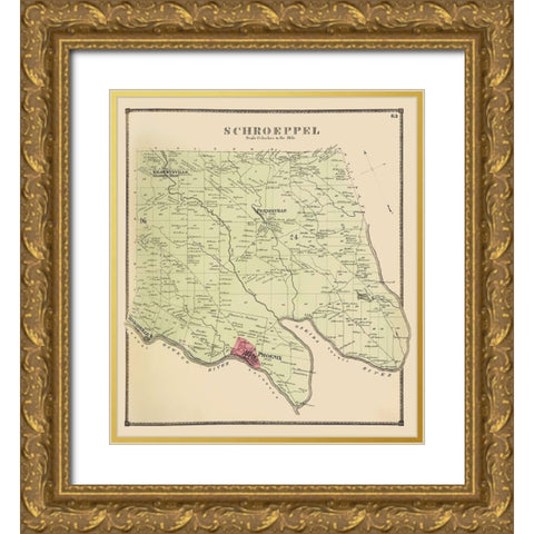 Schroeppel New York Landowner - Stone 1866 Gold Ornate Wood Framed Art Print with Double Matting by Stone