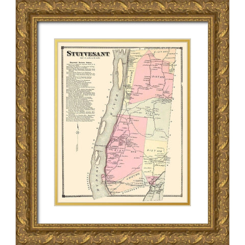 Stuyvesant New York Landowner - Beers 1873 Gold Ornate Wood Framed Art Print with Double Matting by Beers