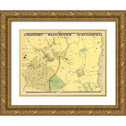 Union Port, Westchester New York Landowner Gold Ornate Wood Framed Art Print with Double Matting by Beers